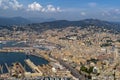 Genoa italy old by the sea town harbor aerial view Royalty Free Stock Photo