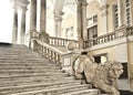 Genoa, Italy - University of Genoa main staircase decorated with