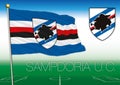 GENOA, ITALY, YEAR 2017 - Serie A football championship, 2017 flag of the Sampdoria team