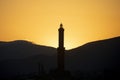 Genoa lanterna famous lighthouse city symbol silhouette at sunset