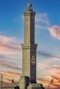 Genoa lanterna lighthouse vertical at sunset