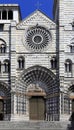 Genoa, Liguria / Italy - 2012/07/06: daylight view of Genoa cathedral church - Cathedral of Saint Lawrence