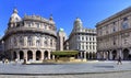 Genoa, Liguria / Italy - 2012/07/06: Genoa city center - waterworks on the Piazza de Ferrari square