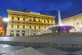 Genoa, Liguria Region, Italy, Europe - 12 June 2018: Piazza De Ferrari is the main square in Genoa. Located in the heart of the ci