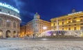 Genoa, Liguria Region, Italy, Europe - 12 June 2018: Piazza De Ferrari is the main square in Genoa. Located in the heart of the ci