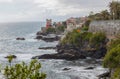 Genoa Nervi in a cloudy day and rough sea, Genoa, Italy Royalty Free Stock Photo