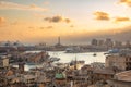 Stunning panoramic aerial view of the port of Genoa