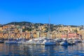 Genoa, Italy, sea port with ships and yachts Royalty Free Stock Photo