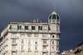 Genoa town cityscape panorama from the sea harbor Royalty Free Stock Photo