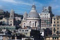 Genoa town cityscape panorama from the sea harbor Royalty Free Stock Photo