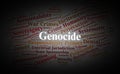 Genocide Studies Word Cloud. Core Concepts in Mass Atrocity Prevention and Justice Royalty Free Stock Photo