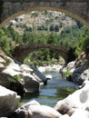 The Genoese bridge of Albertacce on Golo River near Casamaccioli, Corsica x Royalty Free Stock Photo