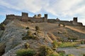 Genoese fortress at sunset in the sun