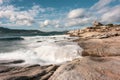 Genoese tower on coast of Corsica near Calvi Royalty Free Stock Photo