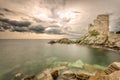 Genoese tower at Erbalunga On Cap Corse in Corsica