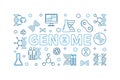 Genome vector outline horizontal illustration or banner