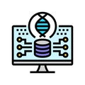 genomic data analysis cryptogenetics color icon vector illustration