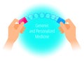 Genomic personalized medicine concept illustration. Vector flat