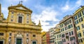 Genova colorful buildings church piazza giacomo matteotti liguria vivid italy Genoa architecture Royalty Free Stock Photo