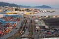 The Port of Genoa. View from Lanterna, the old lighthouse. Genova. Liguria, Italy Royalty Free Stock Photo