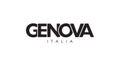 Genova in the Italia emblem. The design features a geometric style, vector illustration with bold typography in a modern font. The