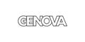 Genova in the Italia emblem. The design features a geometric style, vector illustration with bold typography in a modern font. The