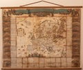 Authentic antique map shows the Europe known to Europeans in the mid 17-th Century. Exploration, geography, vintage background