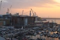 Genoa port during the golden hour