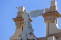 Victory Angel statue of the fascist regime on the top of an historic building of Genoa, Italy