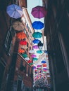 Coloured umbrellas over the city