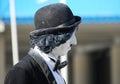 Mime dressed like Charlie Chaplin, Charlot, in the streets of Genova. Italy