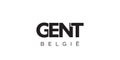 Gent in the Belgium emblem. The design features a geometric style, vector illustration with bold typography in a modern font. The