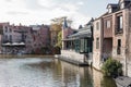 GENT, Belgium 28.10.2019 - Old street in Gent, Belgium. Architecture and landmark of Ghent. Typical belgian houses Royalty Free Stock Photo