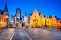 Gent, Flanders, Belgium - Belfort Tower and Gralesi at night