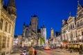 Gent Night Belgium Sint-Niklaasklerk Church Royalty Free Stock Photo