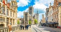 Gent old town skyline, Belgium Royalty Free Stock Photo