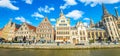 Ghent old town skyline and Graslei district panorama, Belgium