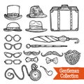 Gentelman Vintage Accessories Doodle Black Set Royalty Free Stock Photo