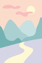 Gentle abstract trail landscape in the style of minimalism. Suitable for poster, banner, cards. Vector illustration