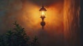 The Gentle Ambiance of Wall Luminance and an Old Lamp Lighting Up the Night Royalty Free Stock Photo