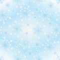 Gentle blue gradient seamless christmas pattern with vintage snowflakes