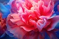 Gentle blue pink background with peony petals. Beautiful flower close up. Royalty Free Stock Photo