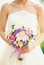 Gentle bridal bouquet in hands Royalty Free Stock Photo