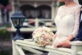 Gentle bridal bouquet in hands Royalty Free Stock Photo