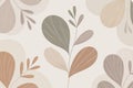 Soft Neutral Botanical Pattern with Leaf Silhouettes Royalty Free Stock Photo