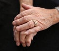 Caring older man hands