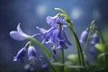 The gentle charm of a bluebell flower, focusing on its slender stem and delicate bell-shaped blooms