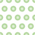 Gentle cute green flower on a white background, seamless pattern for textiles and wrapping paper