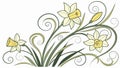 Gentle Daffodil Bunch with Spring Greenery, vector design Generative AI Royalty Free Stock Photo