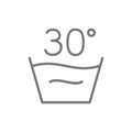 Gentle, delicate laundry, 30 degrees washing temperature line icon. Royalty Free Stock Photo
